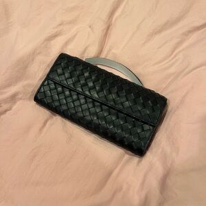 Quince Italian Leather Handwoven Top Handle Clutch